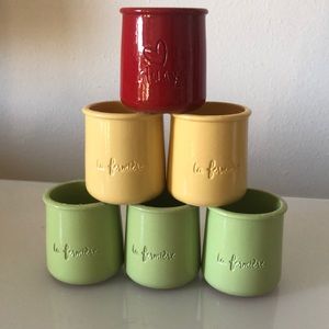 Set of 6 la fermiere pots green yellow red